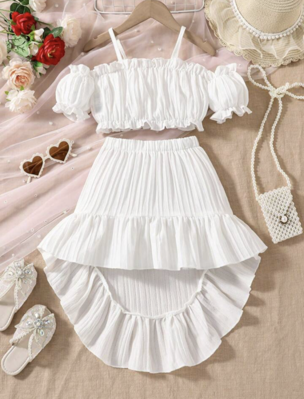 White Color Up Down Skirt & Top Set For(1-5)Years Girls.