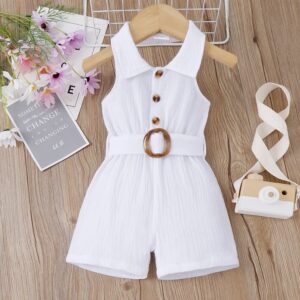 White Color Backless Half Jumpsuit for Baby Girl