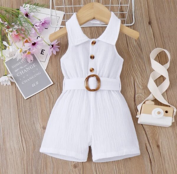 White Color Backless Half Jumpsuit for Baby Girl