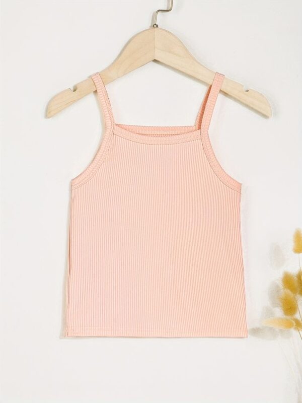 Girls(1-8)yrs Ribbed Camisole, Solid Color 5pcs Combo Top - Image 3